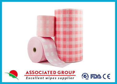 Teste padrão verificado cor-de-rosa Spunlace Rolls não tecido macio &amp; sem fiapos