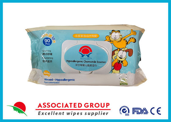 90 Pcs de toalhas úmidas naturais e degradáveis para bebés com essência de camomila hipoalergénica