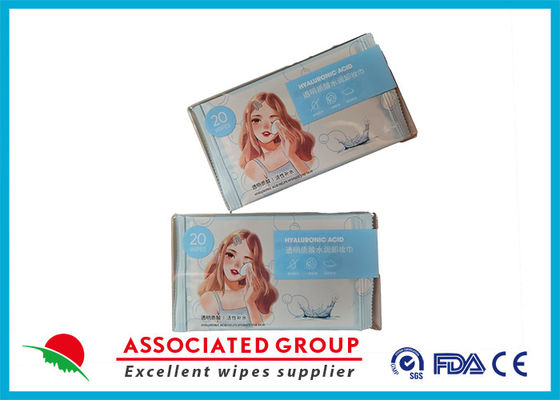 Embalagem única 20 toalhas transparentes hidratantes com ácido Remover de maquiagem toalhas diárias de limpeza facial Toalhas
